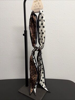 Piper K | Leopard Print & Polkadot Double Sided Scarf Set